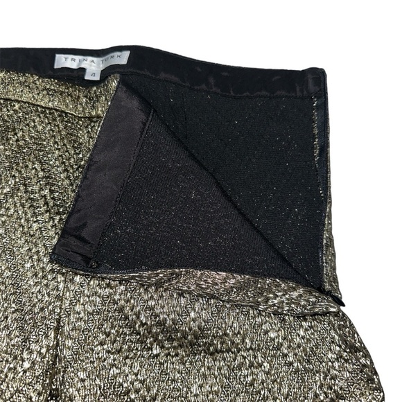 Trina Turk Metallic Gold Chevron Stretch Pant - Picture 4 of 6